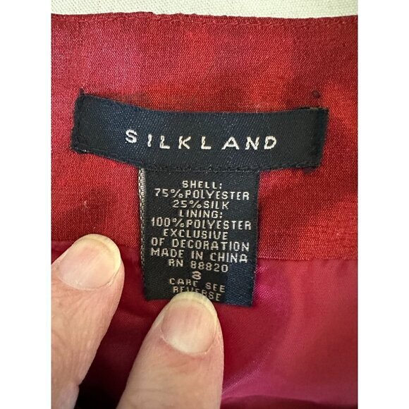 Silkland Women's Top Silk Blend Size 8 Red Black Hand Beading Sleeveless NEW - Picture 7 of 12